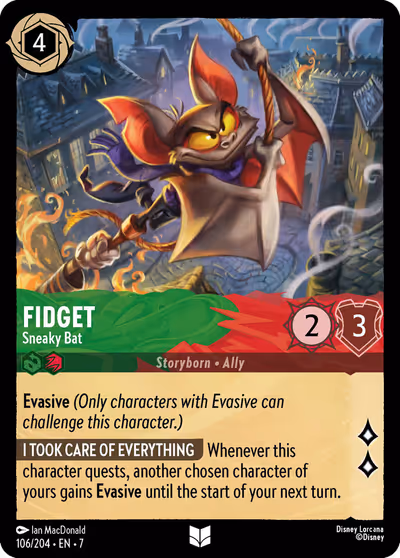 Fidget - Sneaky Bat #106 — Archazia's Island (Uncommon) · Disney Lorcana