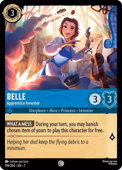 Belle - Apprentice Inventor #159 — Archazia's Island (Common) · Disney Lorcana