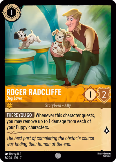 Roger Radcliff - Dog Lover #5 — Archazia's Island (Common) · Disney Lorcana