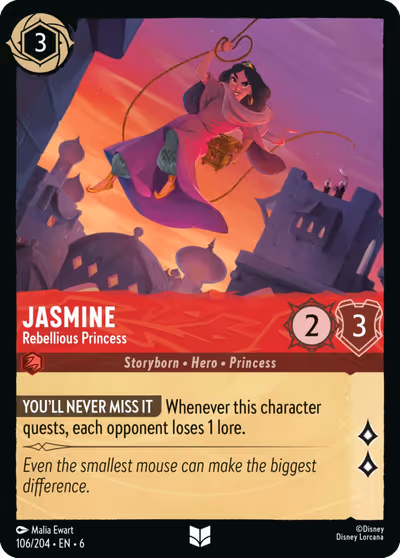 Jasmine - Rebellious Princess #106 — Azurite Sea (Uncommon) · Disney Lorcana