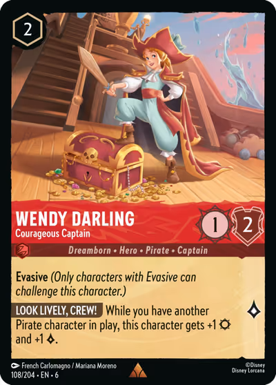 Wendy Darling - Courageous Captain #108 — Azurite Sea (Rare) · Disney Lorcana