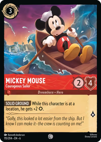 Mickey Mouse - Courageous Sailor #115 — Azurite Sea (Common) · Disney Lorcana