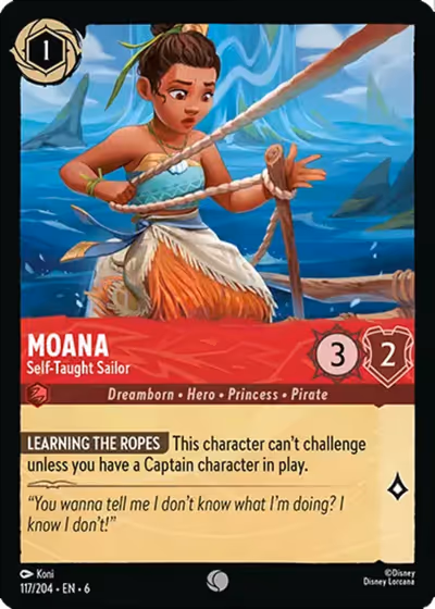 Moana - Self-Taught Sailor #117 — Azurite Sea (Common) · Disney Lorcana