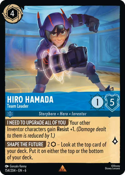 Hiro Hamada - Team Leader #154 — Azurite Sea (Rare) · Disney Lorcana