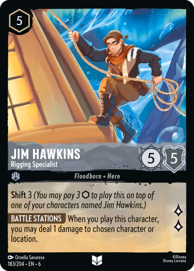 Jim Hawkins - Rigging Specialist #183 — Azurite Sea (Uncommon) · Disney Lorcana