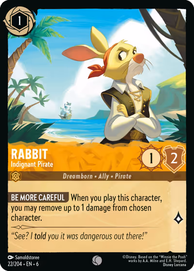 Rabbit - Indignant Pirate #22 — Azurite Sea (Common) · Disney Lorcana