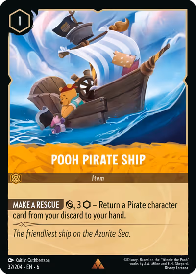 Pooh Pirate Ship #32 — Azurite Sea (Rare) · Disney Lorcana