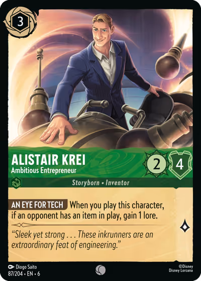 Alistair Krei - Ambitious Entrepreneur #87 — Azurite Sea (Common) · Disney Lorcana