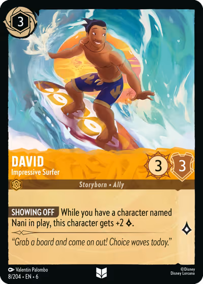 David - Impressive Surfer #8 — Azurite Sea (Uncommon) · Disney Lorcana