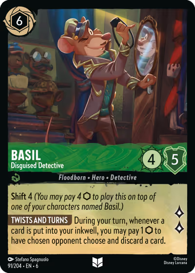 Basil - Disguised Detective #91 — Azurite Sea (Uncommon) · Disney Lorcana