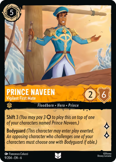 Prince Naveen - Vigilant First Mate #9 — Azurite Sea (Uncommon) · Disney Lorcana