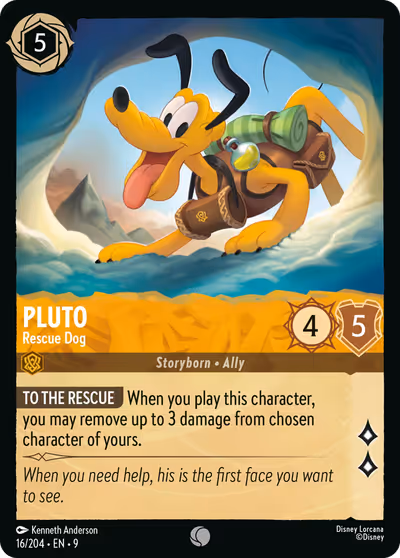 Pluto - Rescue Dog #16 — Fabled (Common) · Disney Lorcana