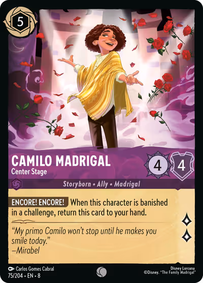 Camilo Madrigal - Center Stage #75 — Reign of Jafar (Common) · Disney Lorcana