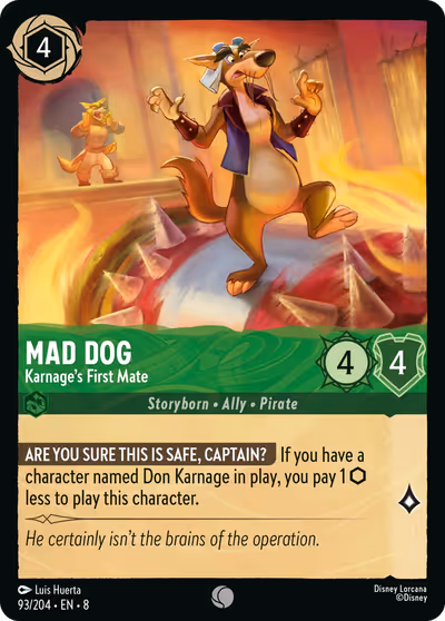 Mad Dog - Karnage's First Mate #93 — Reign of Jafar (Common) · Disney Lorcana
