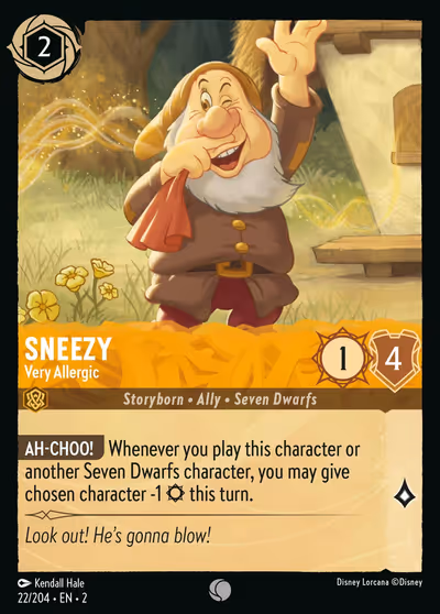 Sneezy - Very Allergic #22 — Rise of the Floodborn (Common) · Disney Lorcana