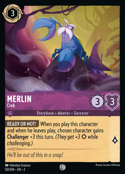 Merlin - Crab #50 — Rise of the Floodborn (Common) · Disney Lorcana