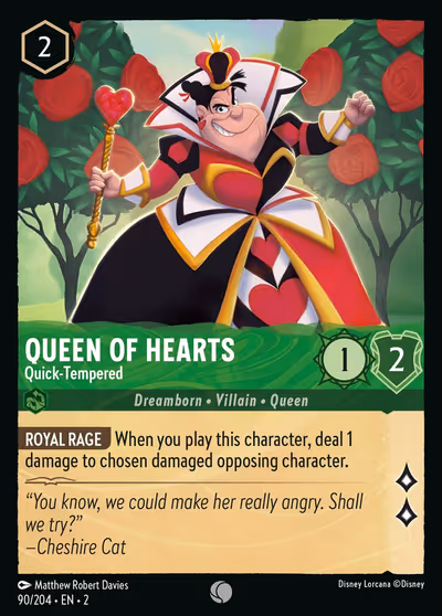 Queen Of Hearts - Quick-Tempered #90 — Rise of the Floodborn (Common) · Disney Lorcana