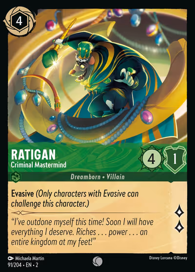 Ratigan - Criminal Mastermind #91 — Rise of the Floodborn (Common) · Disney Lorcana