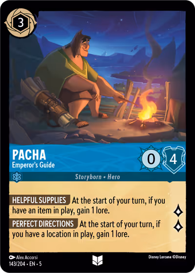 Pacha - Emperor's Guide #143 — Shimmering Skies (Uncommon) · Disney Lorcana