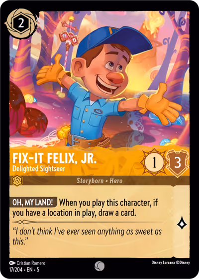 Fix-It Felix, Jr. - Delighted Sightseer #17 — Shimmering Skies (Common) · Disney Lorcana