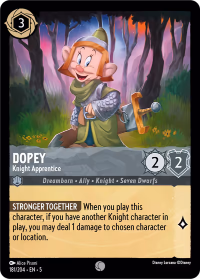 Dopey - Knight Apprentice #181 — Shimmering Skies (Common) · Disney Lorcana