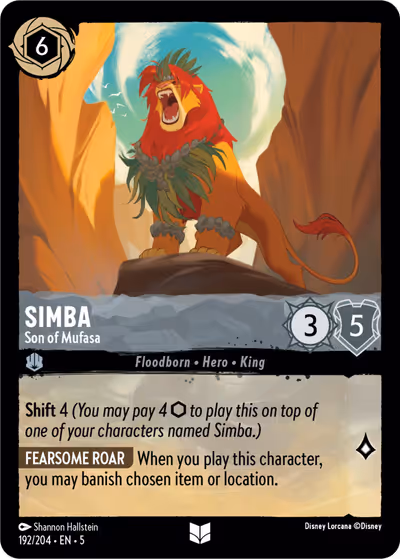Simba - Son of Mufasa #192 — Shimmering Skies (Uncommon) · Disney Lorcana