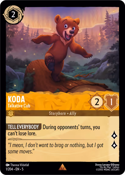 Koda - Talkative Cub #1 — Shimmering Skies (Rare) · Disney Lorcana