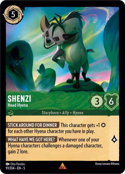 Shenzi - Head Hyena #91 — Shimmering Skies (Rare) · Disney Lorcana