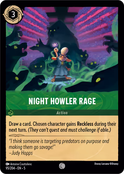 Night Howler Rage #95 — Shimmering Skies (Common) · Disney Lorcana