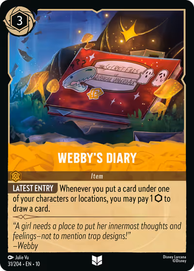 Webby's Diary #31 — Whispers in the Well (Uncommon) · Disney Lorcana