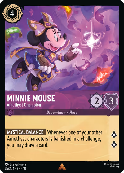 Minnie Mouse - Amethyst Champion #35 — Whispers in the Well (Rare) · Disney Lorcana