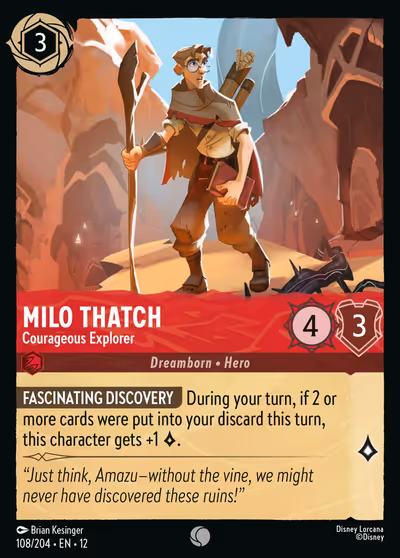 Milo Thatch - Courageous Explorer #108 — Wilds Unknown (Common) · Disney Lorcana