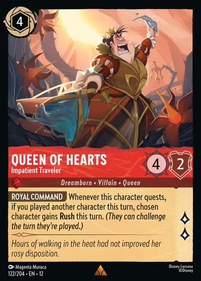 Queen of Hearts - Impatient Traveler #122 Foil — Wilds Unknown (Rare) · Disney Lorcana