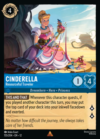 Cinderella - Resourceful Traveler #155 Foil — Wilds Unknown (Rare) · Disney Lorcana
