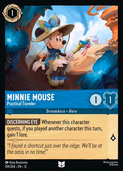 Minnie Mouse - Practical Traveler #159 Foil — Wilds Unknown (Uncommon) · Disney Lorcana