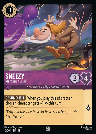 Sneezy - Startlingly Loud #42 — Wilds Unknown (Common) · Disney Lorcana