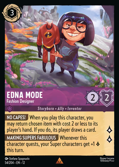 Edna Mode - Fashion Designer #54 — Wilds Unknown (Rare) · Disney Lorcana
