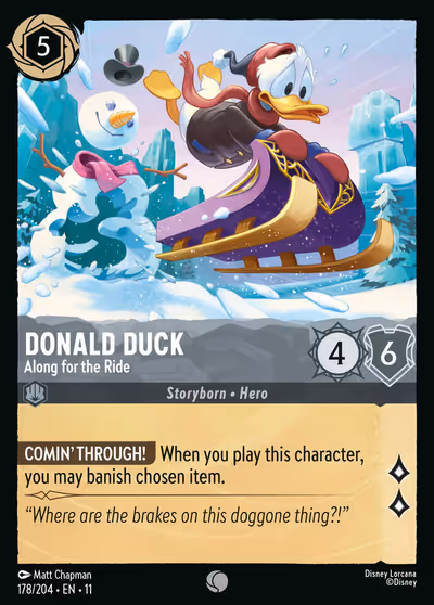 Donald Duck - Along for the Ride #178 — Winterspell (Common) · Disney Lorcana