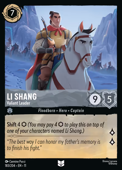 Li Shang - Valiant Leader #183 — Winterspell (Uncommon) · Disney Lorcana