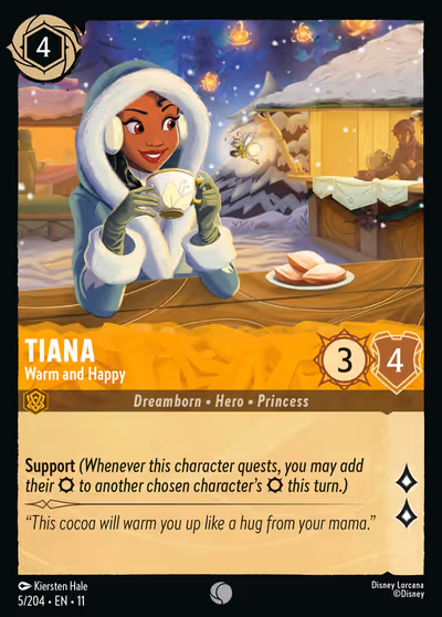Tiana - Warm and Happy #5 — Winterspell (Common) · Disney Lorcana