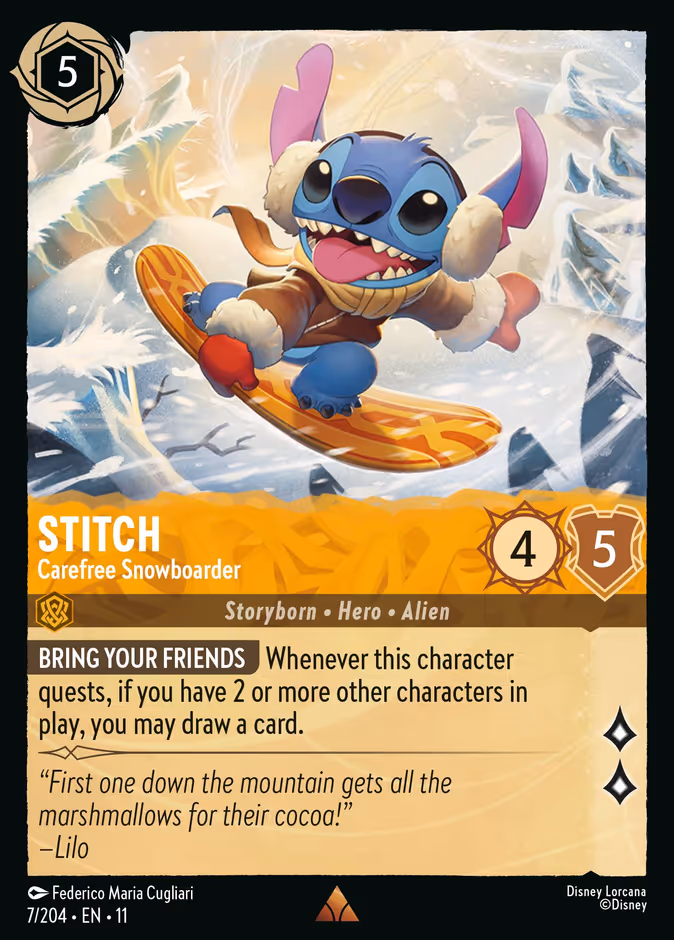 Stitch - Carefree Snowboarder — Disney Lorcana