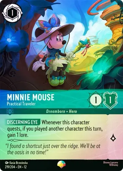 Minnie Mouse - Practical Traveler #219 Foil — Wilds Unknown (Epic) · Disney Lorcana